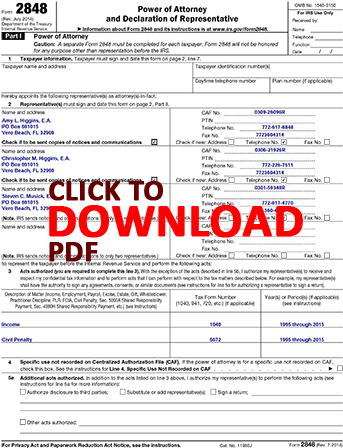 Irs Form - Irs 2848 (350x453), Png Download