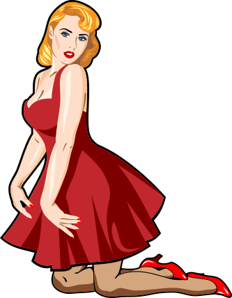 Rouge Beauty Kneeling Starlet - Old School (tattoo) (333x428), Png Download