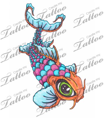 Marketplace Tattoo Koi Fish Design - Skull Smoke Tattoo Designs (400x400), Png Download