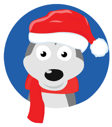 Christmas Siberian Husky - Husky Christmas Clipart (466x530), Png Download