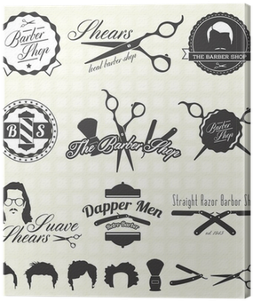 Retro Barber Shop Labels And Icons Canvas Print • Pixers® - Vintage Barber Shop Vector (400x400), Png Download