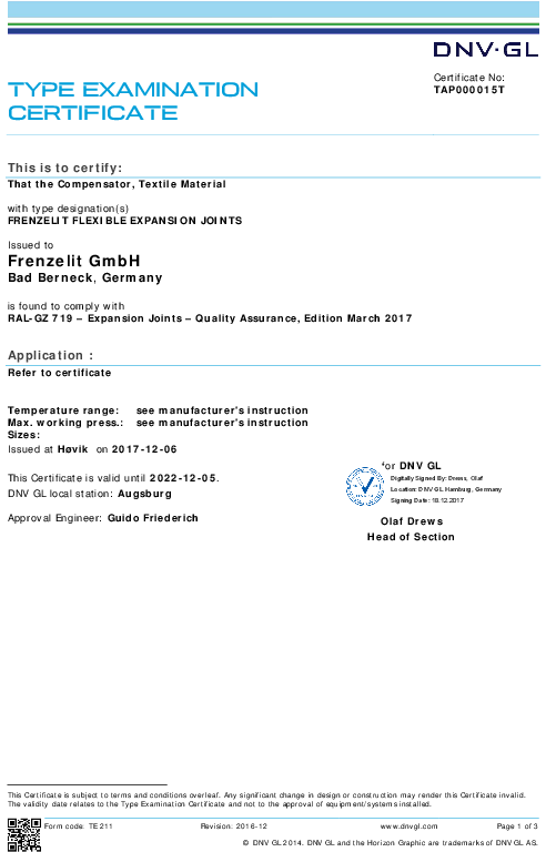 Certificate Dnv Germanischer Lloyd Frenzelit Expansion - Cg2 Certificate Of Dnv Gl (595x842), Png Download