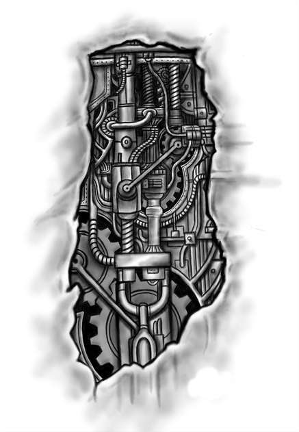 Bag 3d Mechanical - Tattoo Mechanical Png (437x631), Png Download