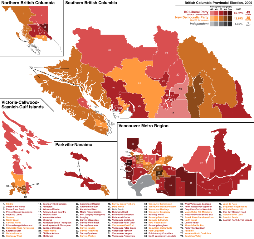 Filebritish Columbia Provincial Election Svg With 32 - 2016 Bc Provincial Election Results (814x768), Png Download