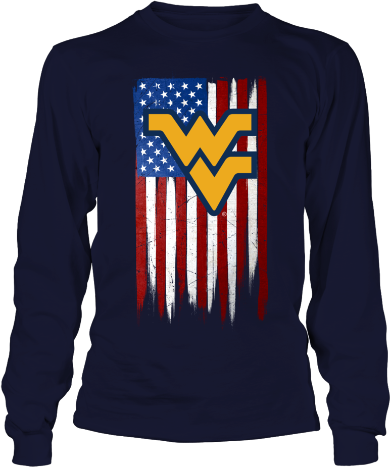 West Virginia Mountaineers Grunge American Flag Shirt - Just A Small Town Girl Png (1000x1000), Png Download