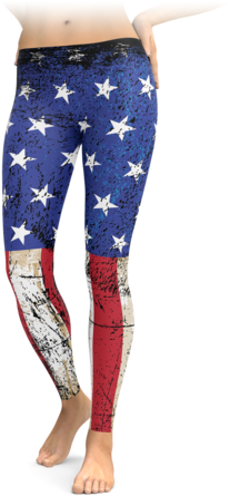 Grunge American Flag Leggings - Clothing (397x480), Png Download