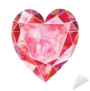 Watercolor Illustration Of Heart In The Form Of A Diamond - Illustration (400x400), Png Download