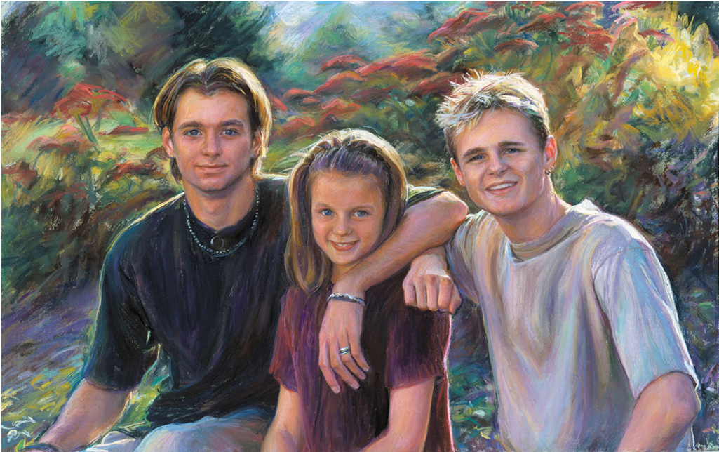 The Crouse Children, 35" X 44" Pastel Portrait On Paper - Friendship (1024x800), Png Download