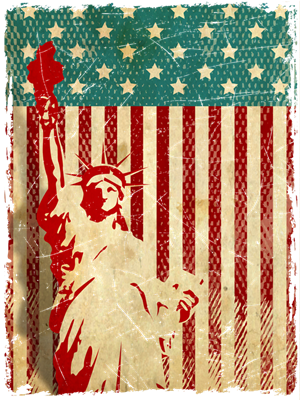 Vintage Style American Flag - 4th Of July Hippie (300x400), Png Download
