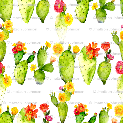 Prickly Pear Watercolor Cactus On White - Floral Design (400x400), Png Download