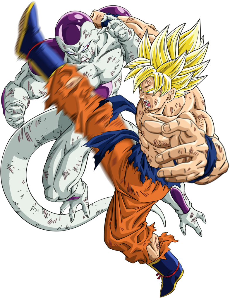 Super Saiyan Goku Vs Frieza Render By Xsaiyan - Dragon Ball Goku Vs Freezer (786x1016), Png Download
