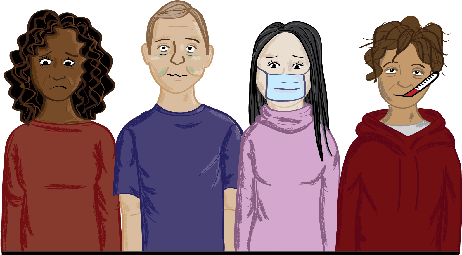 Norovirus On Decline - Group Of Sick People (1590x944), Png Download