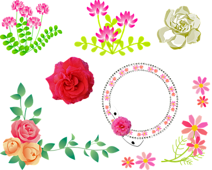 Flowers, Roses, Wreath, Weeds, Bloom - Rose Clip Art (423x340), Png Download