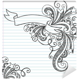 Sketchy Doodle Scroll Banner And Stars Vector Wall - Vector Graphics (400x400), Png Download