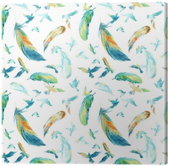 Watercolor Silhouettes Of Flying Birds And Feathers - Silhouette (400x400), Png Download