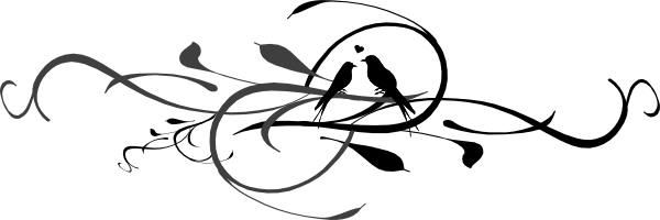 Love Bird Silhouette Clipart - Love Birds Black And White (600x200), Png Download