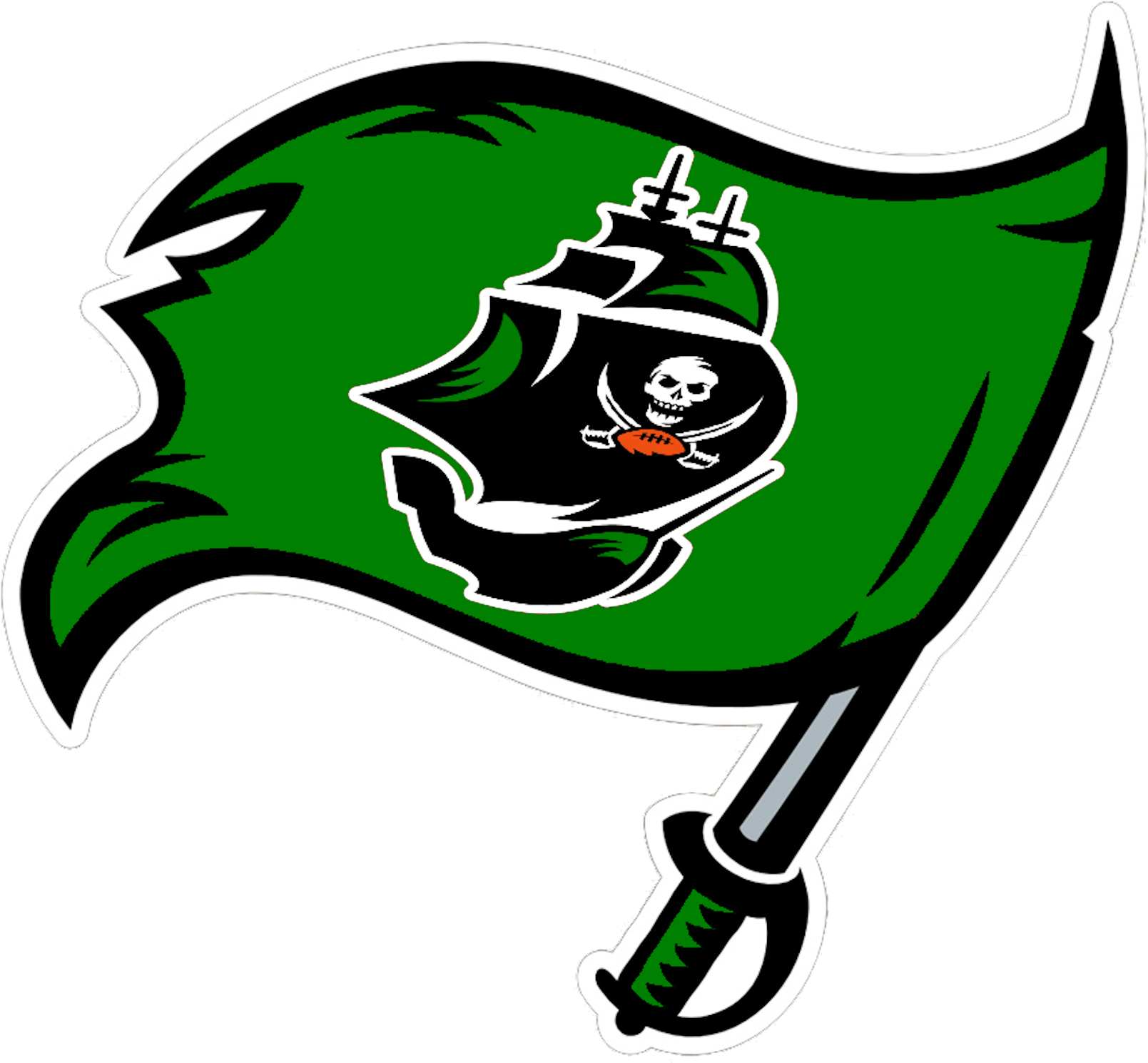 Green Bucks Flag With Ship - Nfl Logos (1631x1786), Png Download