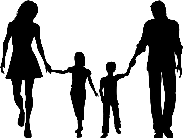 Family Silhouettes - Happy Family Clipart Black And White (800x600), Png Download
