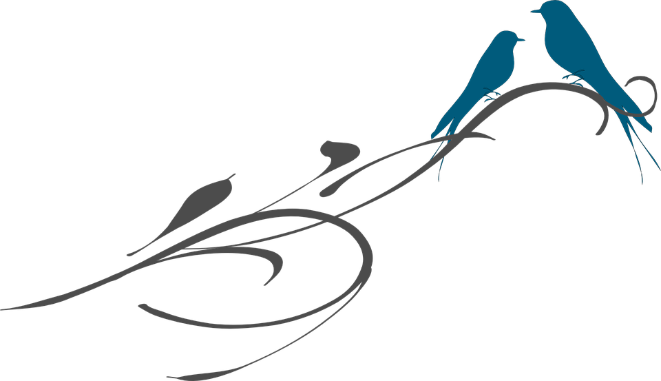 Ornamental Clipart Bird Silhouette - Png Love Birds (960x553), Png Download