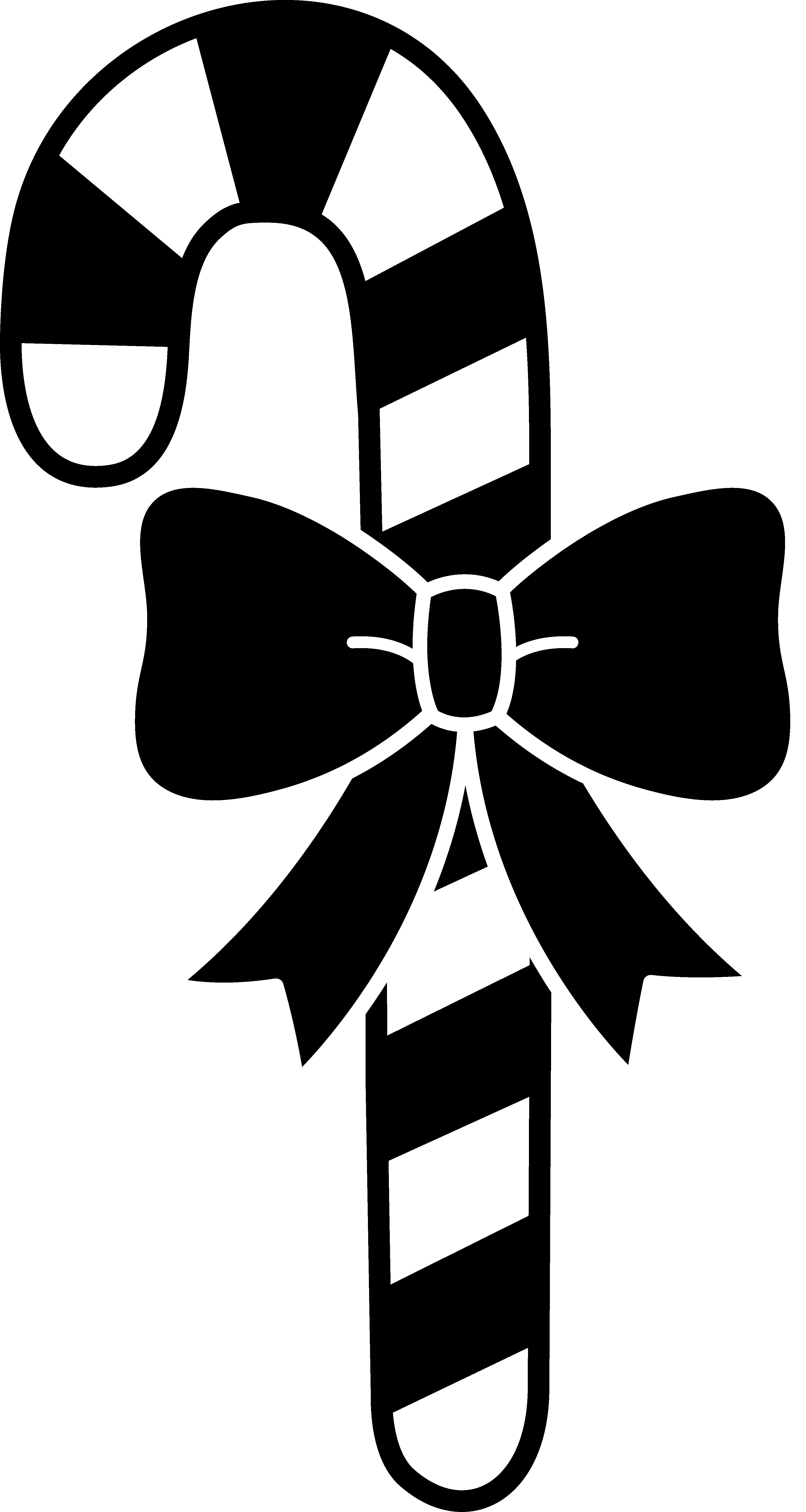 Black And White Candy Cane Clipart & Black And White - Christmas Candy Cane Silhouette (3424x6420), Png Download