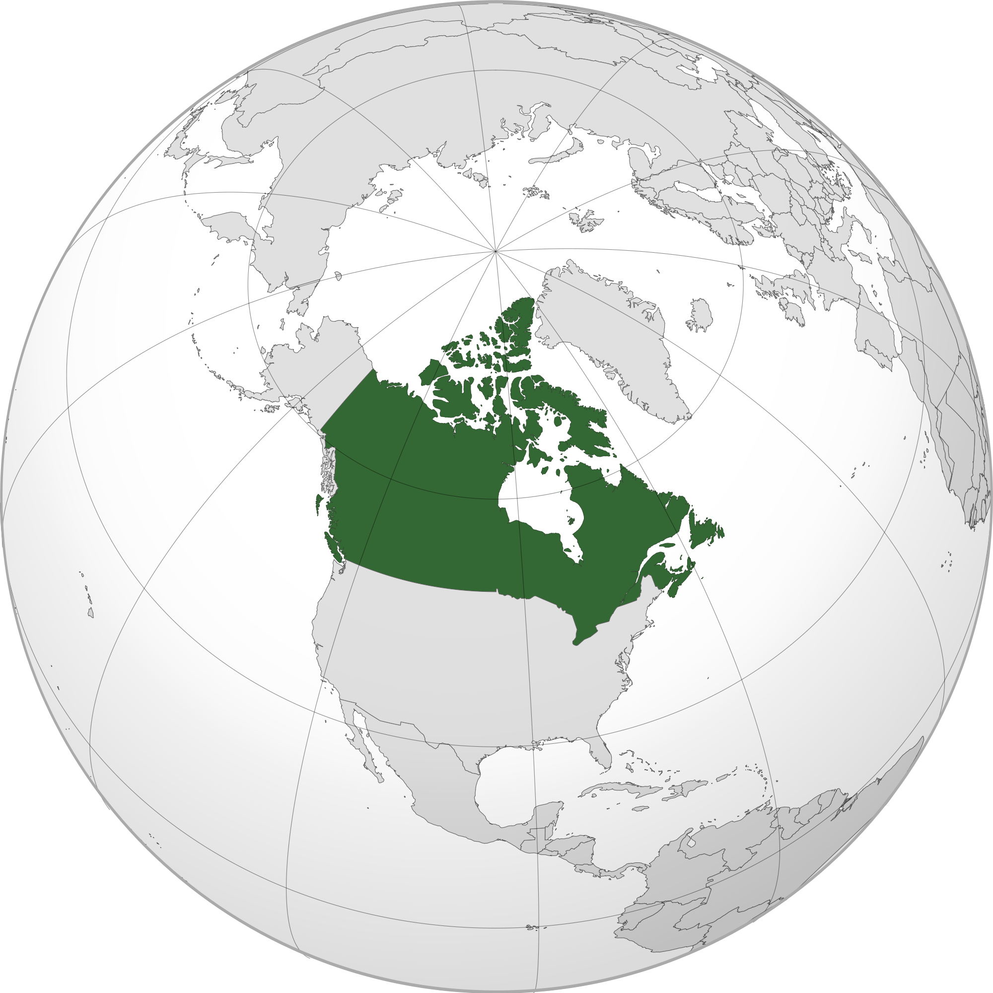 Location Of Canada In World Map Csillagszuletik Me - Canada World Map Png (2000x2000), Png Download
