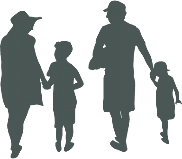 Silhuouette Of Two Adults And Two Children Holding - Grand Canyon Silhouette (720x630), Png Download