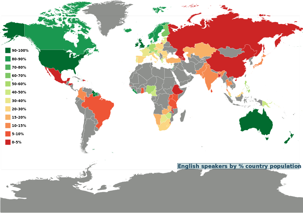 English Usage By Country (1021x768), Png Download