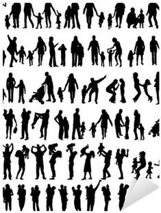 Mother And Children Silhouettes Tattoo (400x400), Png Download