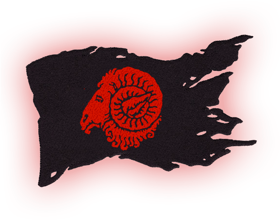 Pirate Flag With Aries Ram Head Symbol - Pirates Flag (576x500), Png Download