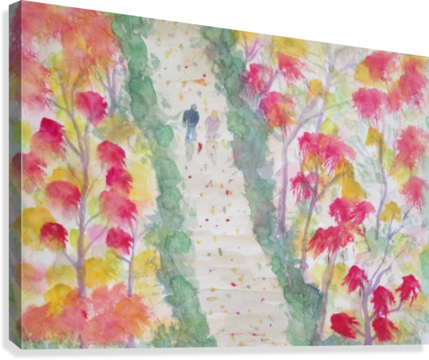 Path Lined With Colorful Foliage - Autumn Leaf Color (429x360), Png Download