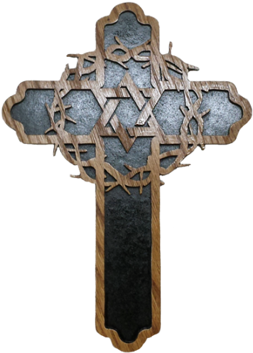 Crown Of Thorns Cross With Backer - Christian Cross (500x500), Png Download