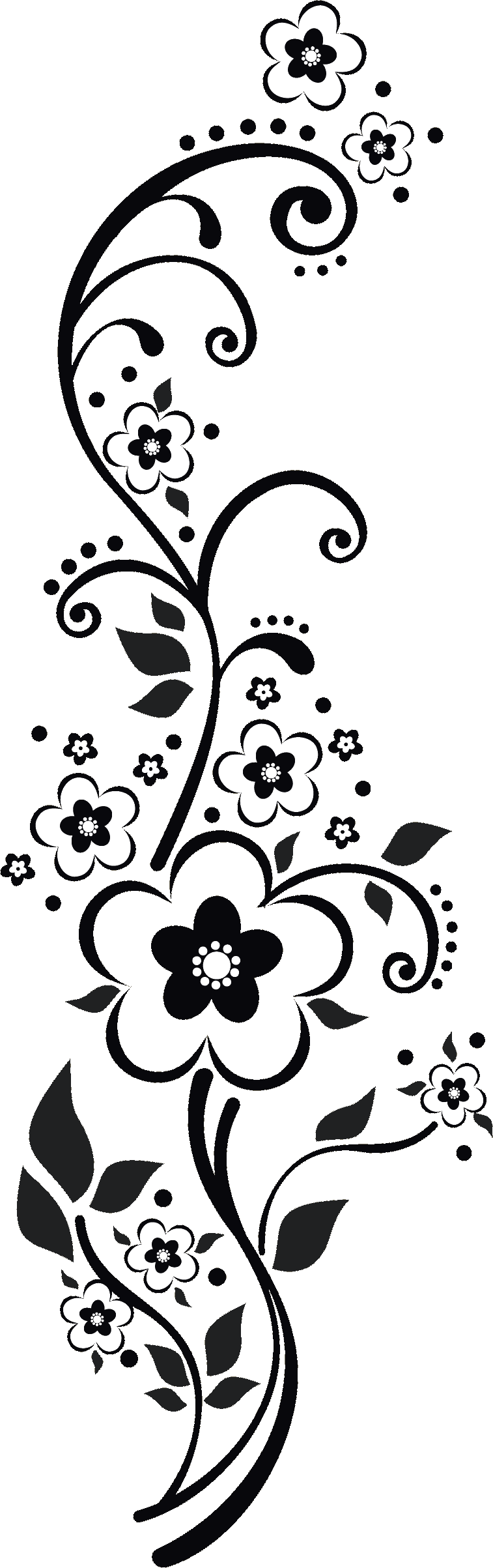 Flower4937 - Vector Flower Black And White Png (757x2406), Png Download