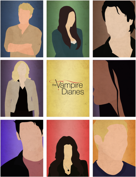 #tvd #elena Gilbert #damon Salvatore #stefan Salvatore - Collage (500x650), Png Download