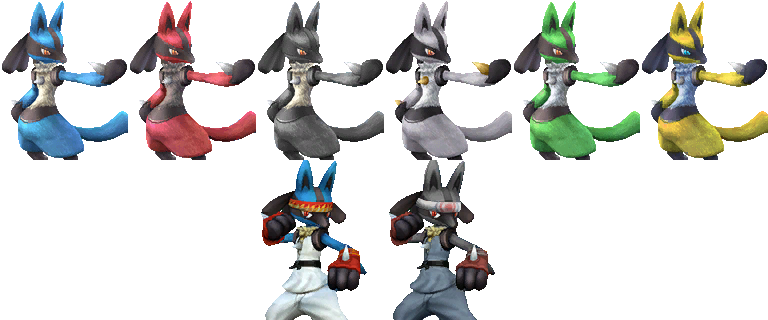 Alternate Costumesedit - Smash Bros Lucario Skins (768x320), Png Download