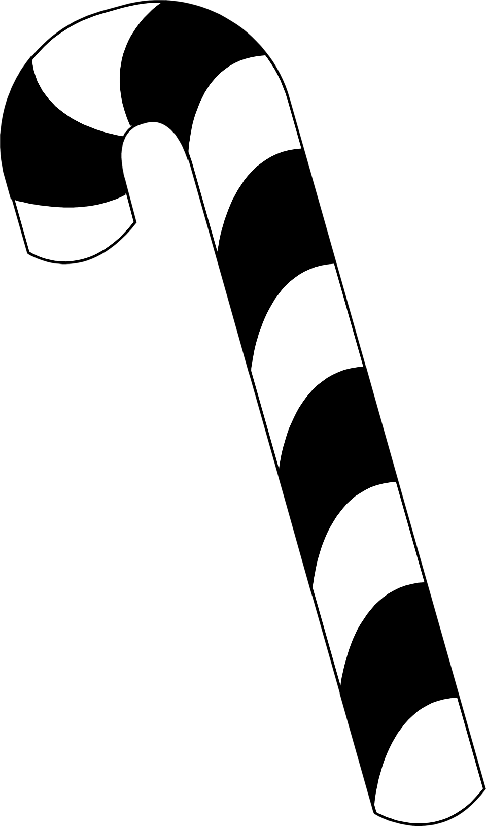 Candy Cane Clipart Black And White - Candy Cane Line Art (958x1627), Png Download