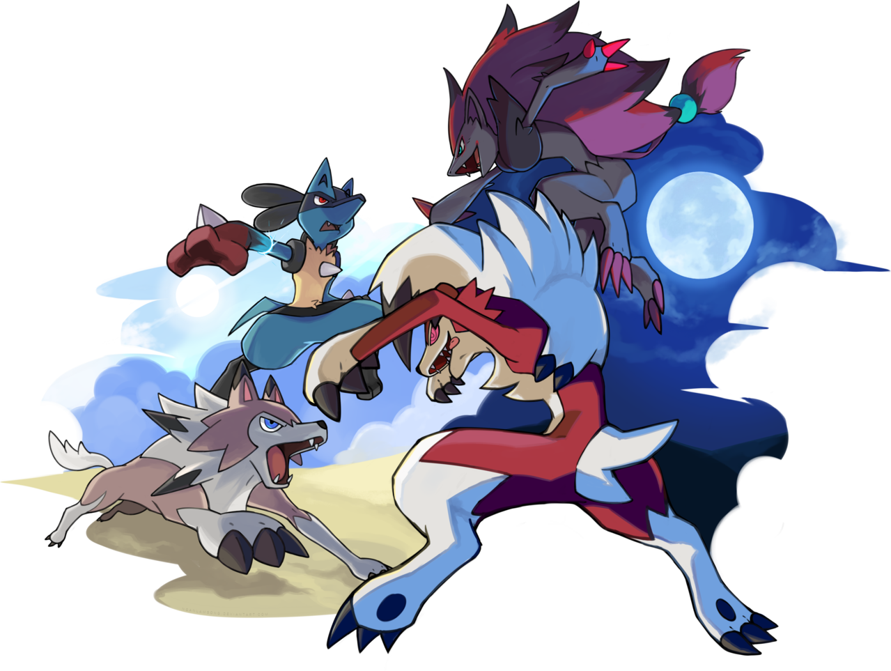 Options - Lycanroc Day Vs Night (1279x963), Png Download