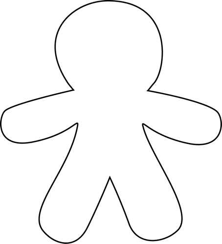 Black And White Blank Gingerbread Man Clip Art - Clip Art Person White (454x500), Png Download