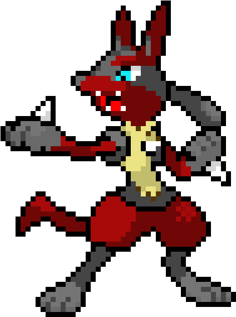 Red Lucario - Pixel Art Pokemon Lucario (650x670), Png Download