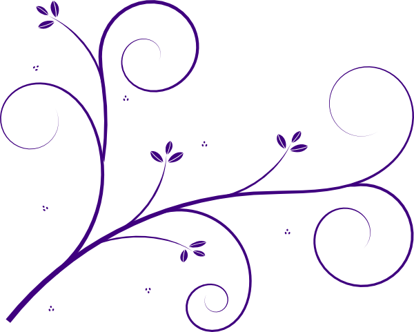 19 Purple Flourish Clip Art Black And White Download - Vine Line Drawing Flower (600x481), Png Download