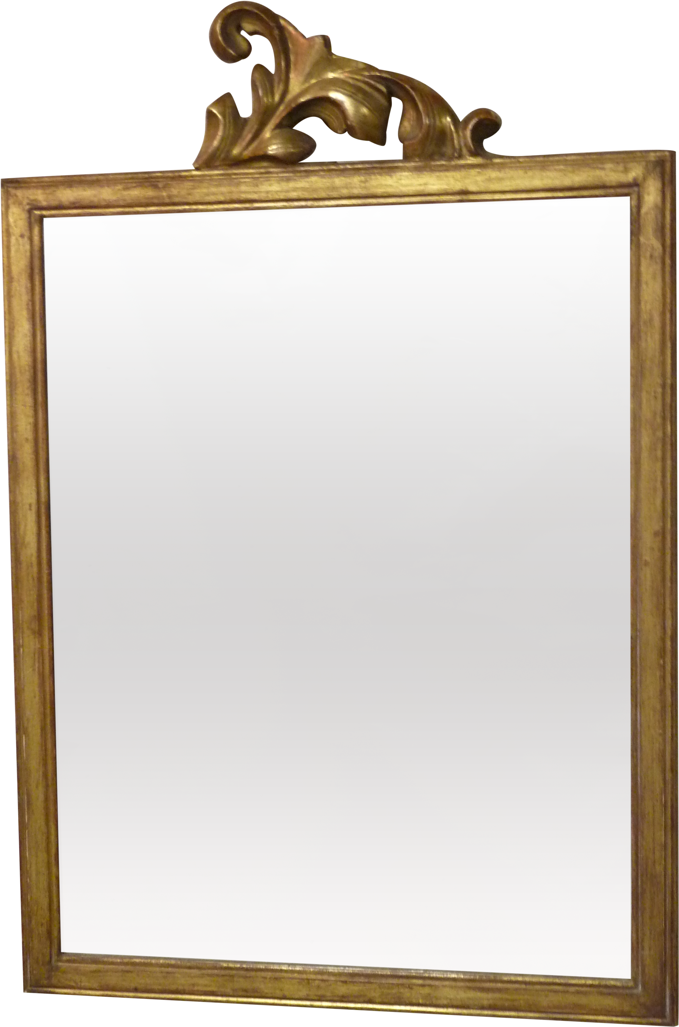 Simple Gold Leafed Frame With Carved Rococo Flourish, - Mirror (2736x3648), Png Download