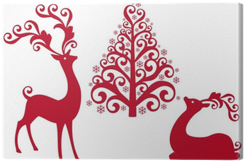 Reindeer With Christmas Tree, Vector Canvas Print • - Qr Code Christmas Tree (400x400), Png Download
