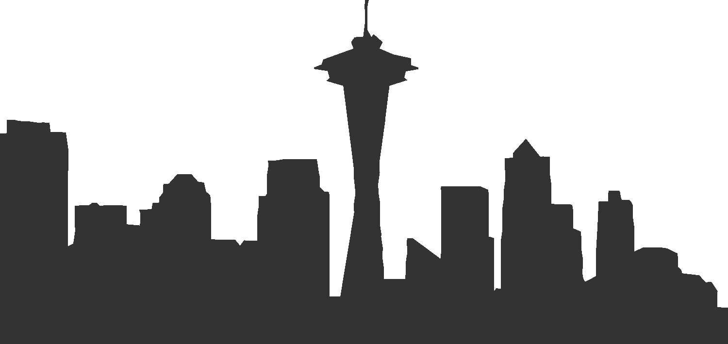 City Skyline Silhouette Clip Art - Seattle Outline (1500x709), Png Download