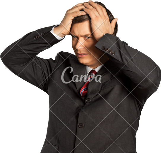 Stressed Out Businessman With Hands On Head - Businessperson (550x515), Png Download
