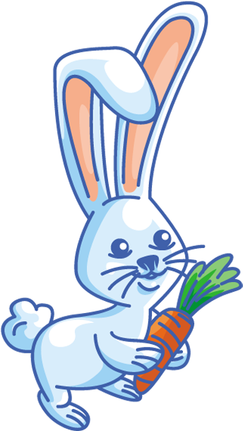 Happy Rabbit Cartoon Holding Carrot - Rabbit (350x610), Png Download