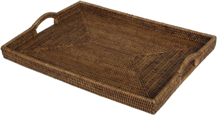 Rattan Tray With Handles - Caspari Rattan Rectangular Tray (500x306), Png Download