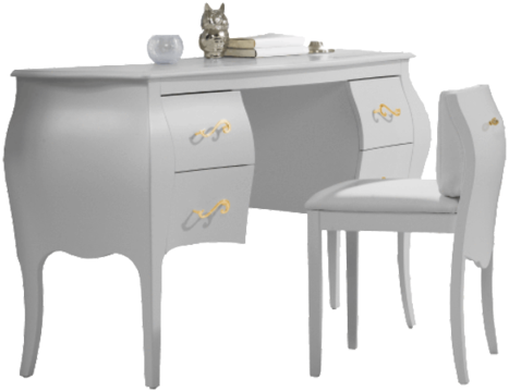 Natart Allegra Gold Desk With Seating - Desk (480x480), Png Download