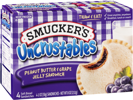 Smucker's Uncrustables Peanut Butter & Grape Jelly - Uncrustables Grape (600x600), Png Download