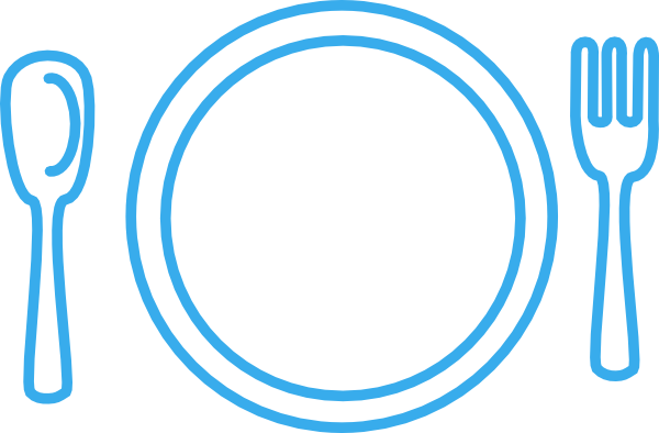 Clip Art Dinner Table Setting Clipart - Plate Fork And Knife Clipart (600x394), Png Download