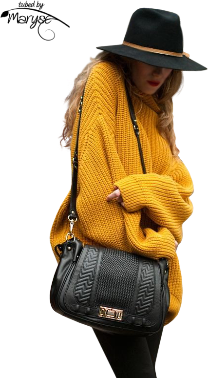 Mr Autumn Street Style - Pull Large Femme Moutarde (547x809), Png Download