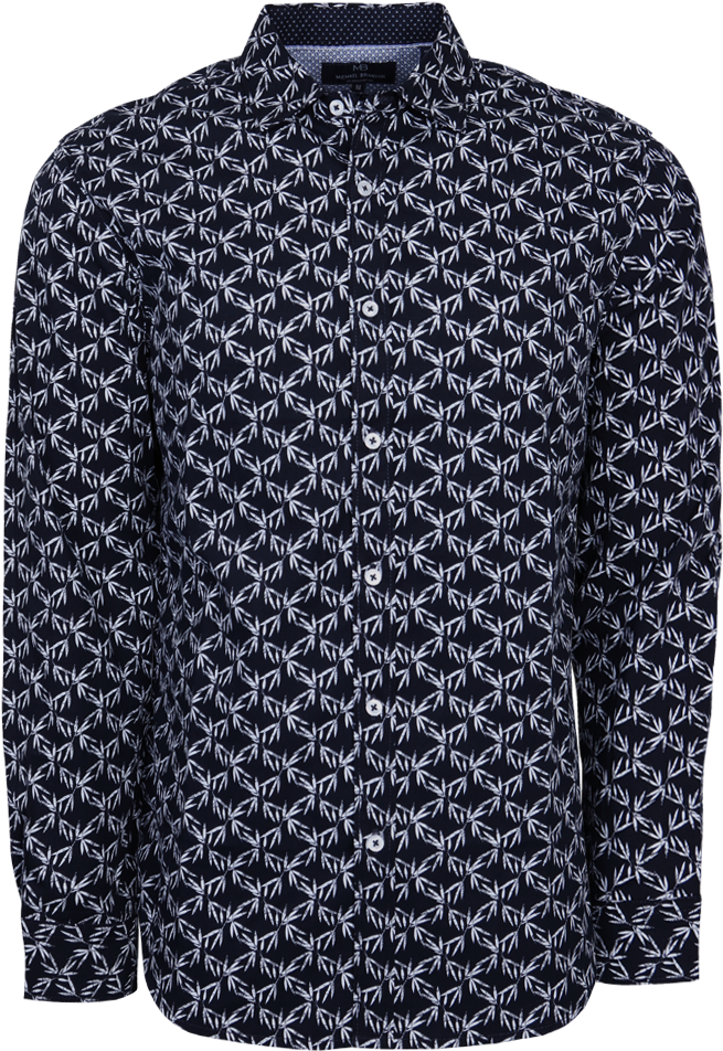 Bamboo Leaves Shirt - Fred Perry Navy Polka Dot Shirt (800x975), Png Download